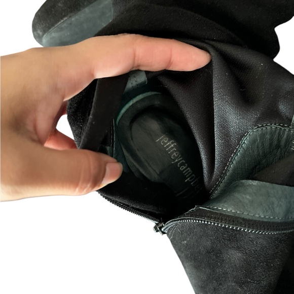 JEFFREY CAMPBELL Perouze Black Over The Knee Suede Heeled Boots - Picture 13 of 14